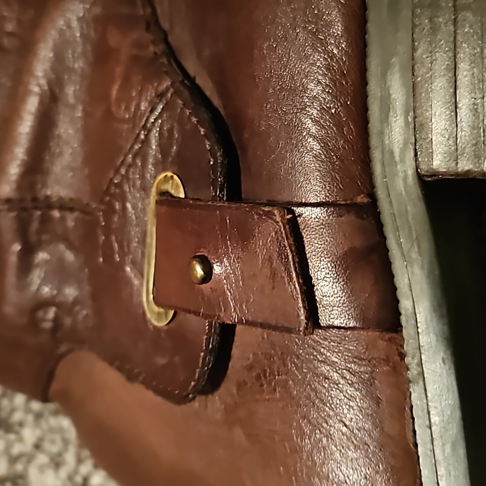 Etenne Aigner Women's brown  leather monogram tell riding boots. Size 8.5 - Picture 8 of 8